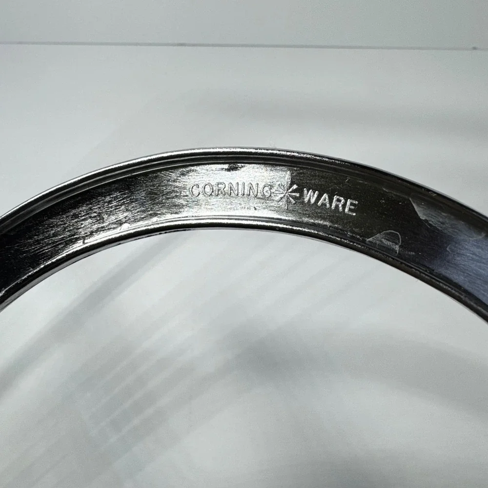 Corning Ware P-10-M-1 Vintage Chrome Casserole‎ Trivet Cradle 10 Inch Silver MCM